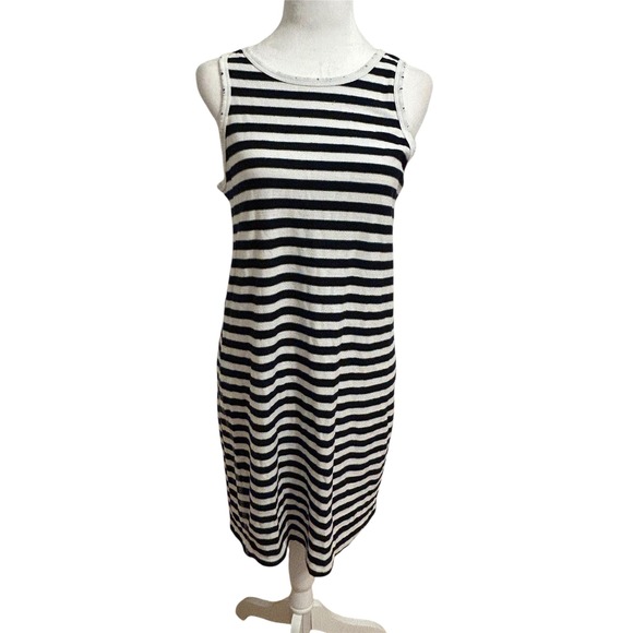 Nation LTD Medium Beatrice Tank Dress navy white‎ stripe old money beach preppy - Picture 4 of 8